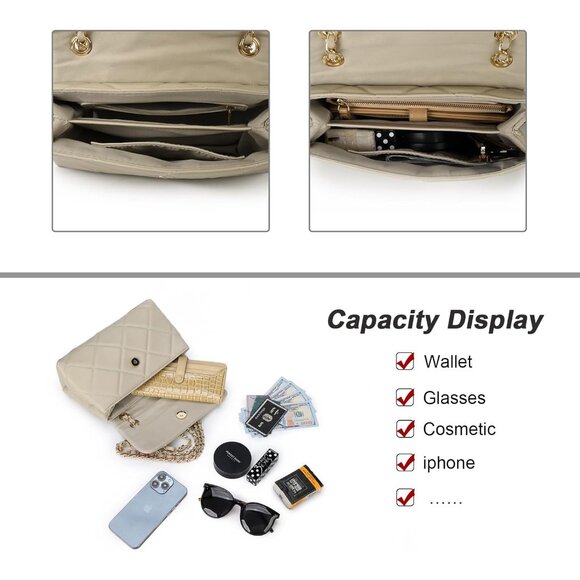 Gladdon Women's Beige Small Ladies Trendy Clutch Purses Cute Designer Hand-Bag - Picture 5 of 6